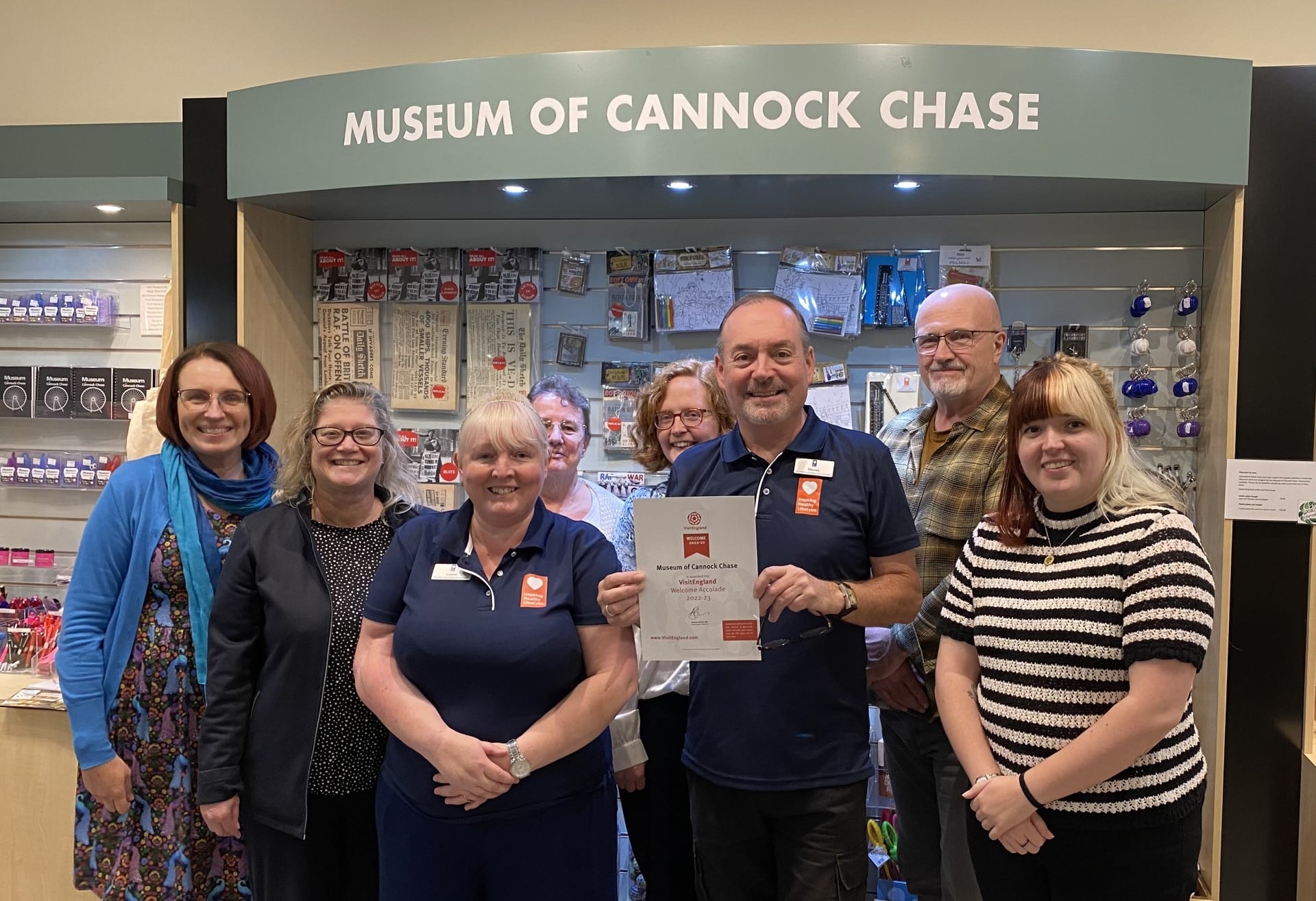 Lee Bellingham (lft) and the team at Cannock Chase Museum are all smiles with their latest award.